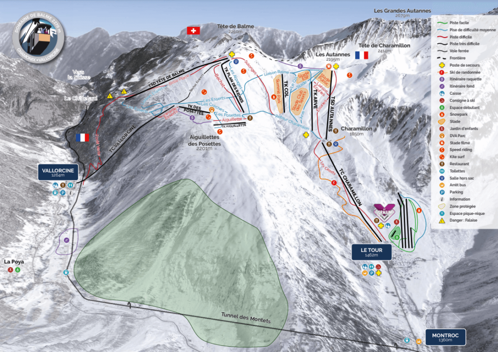 Le Tour, blame and Vallorcine ski map