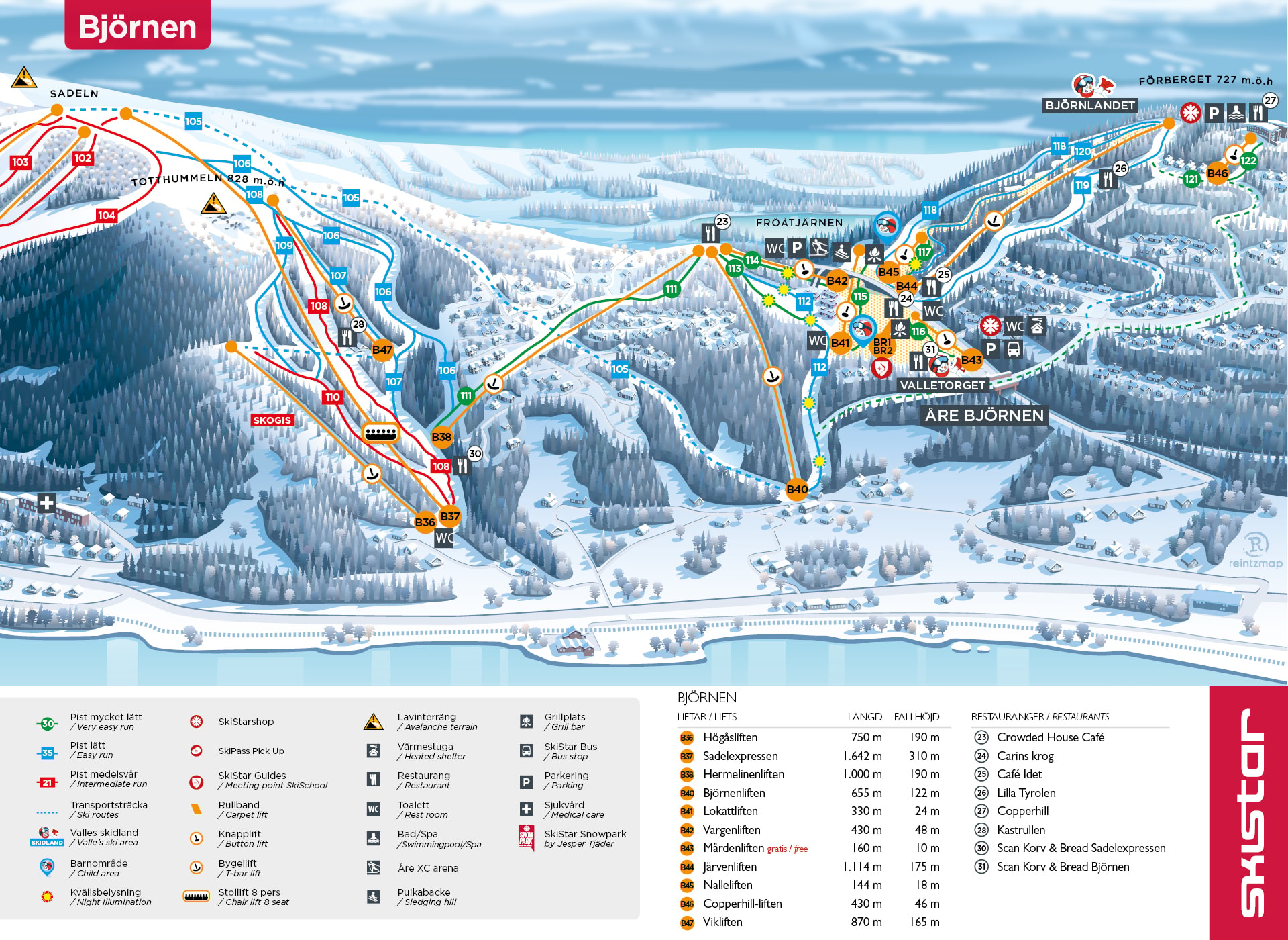 Åre Björnen Piste Map and Overview