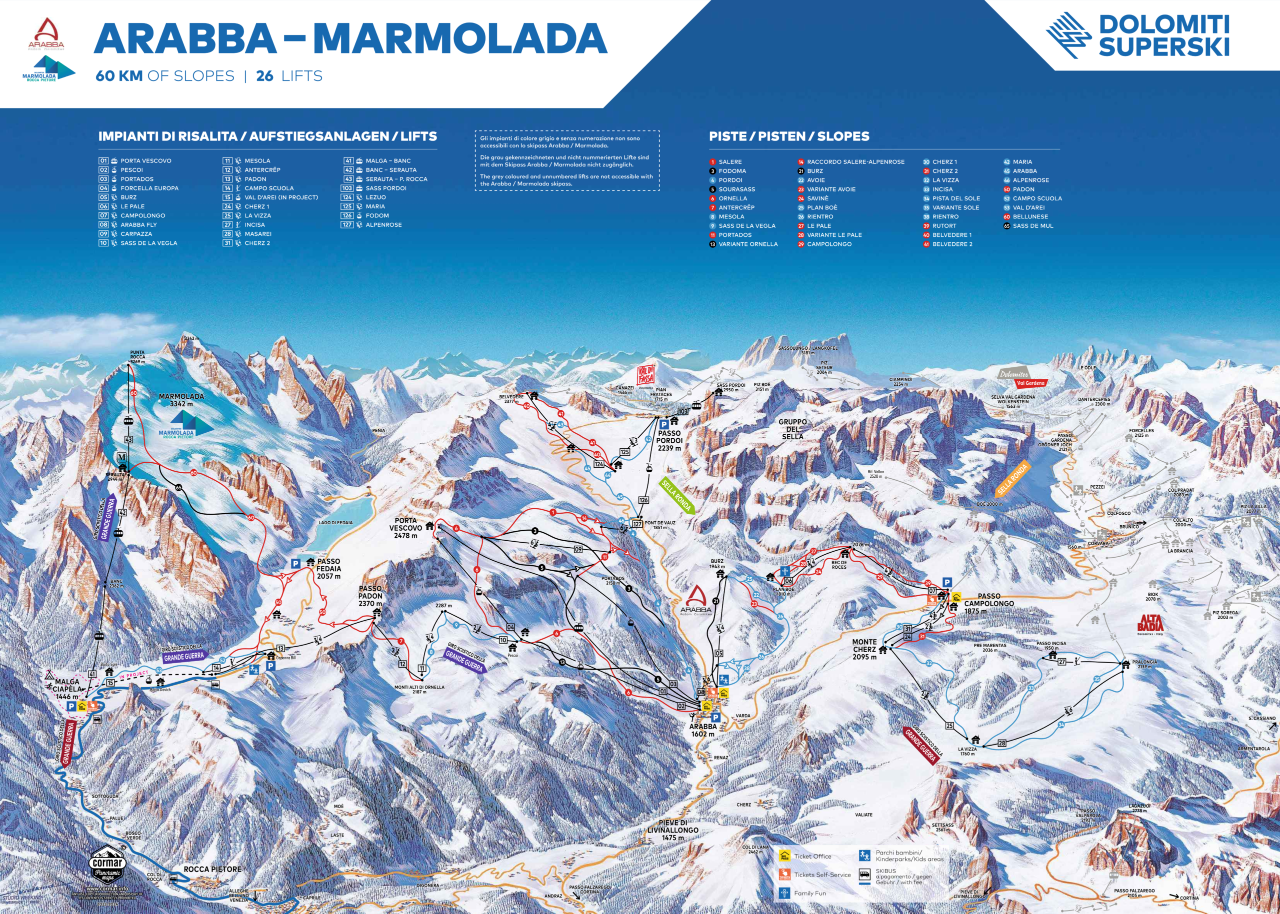 Arabba Marmolada Ski Map