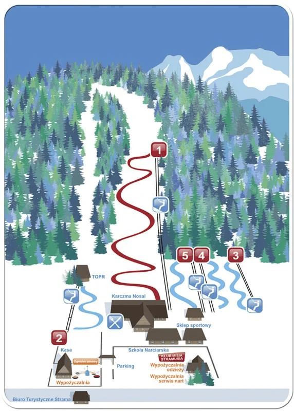 Zakopane - Nosal ski map