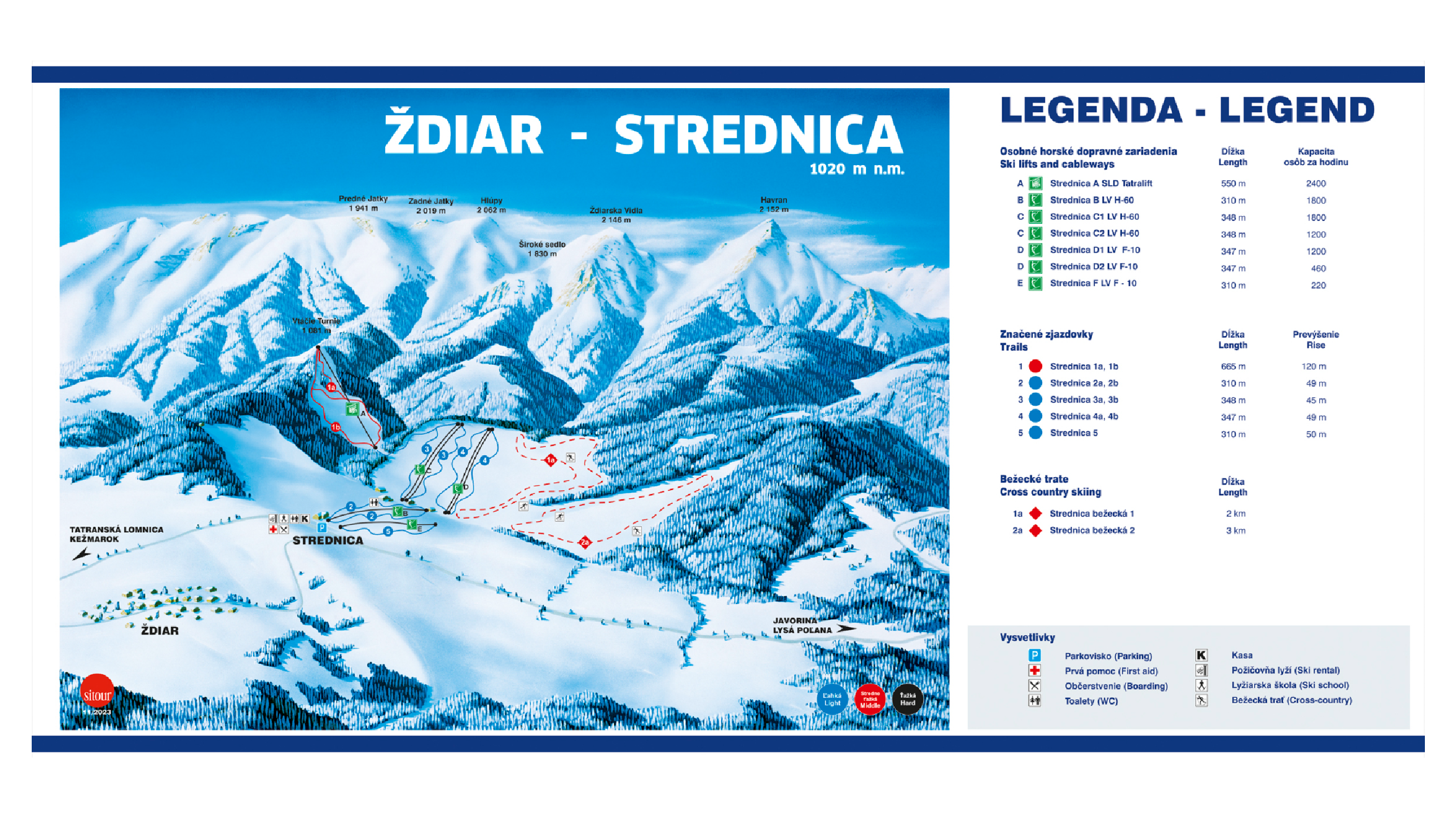 Zdiar Strednica Ski Map
