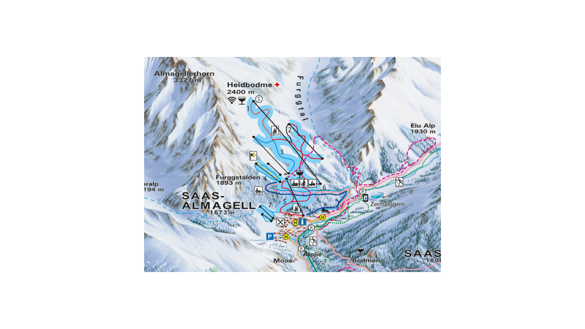 Saas Almagell Ski Map