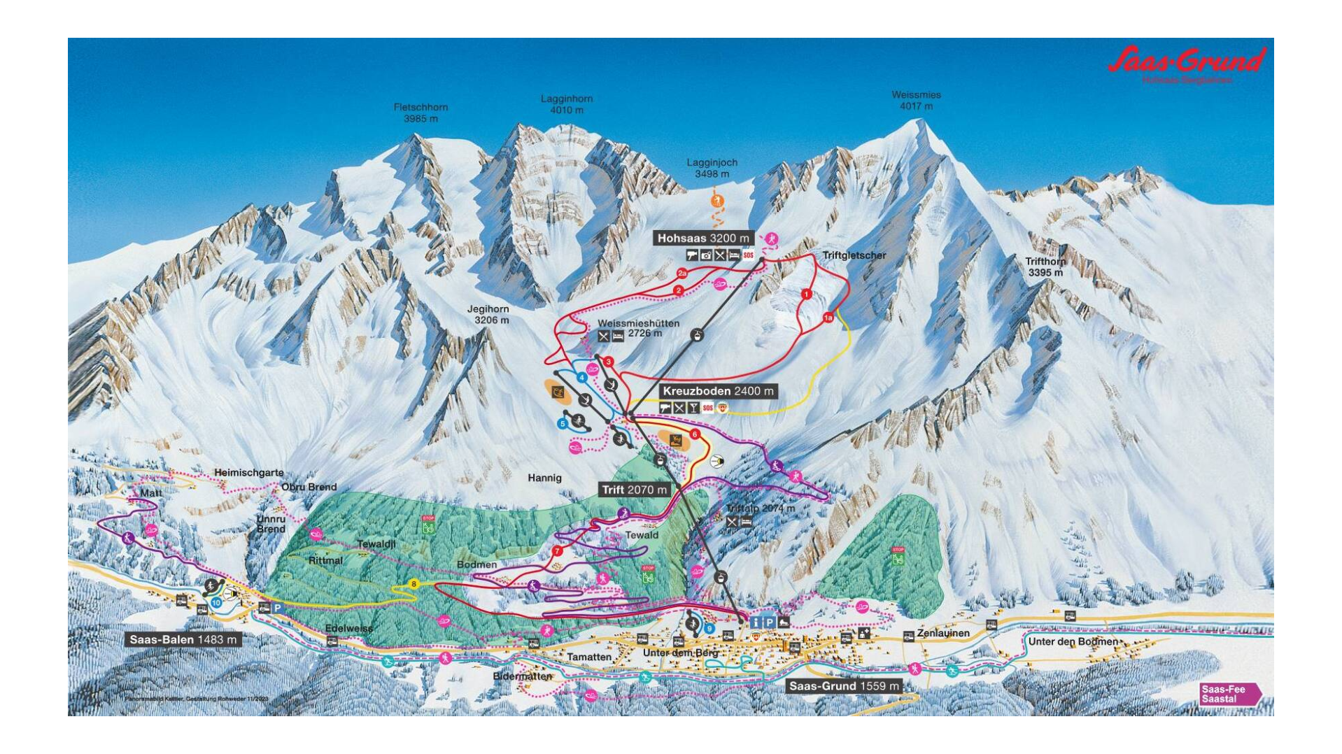 Saas Grund Ski Map