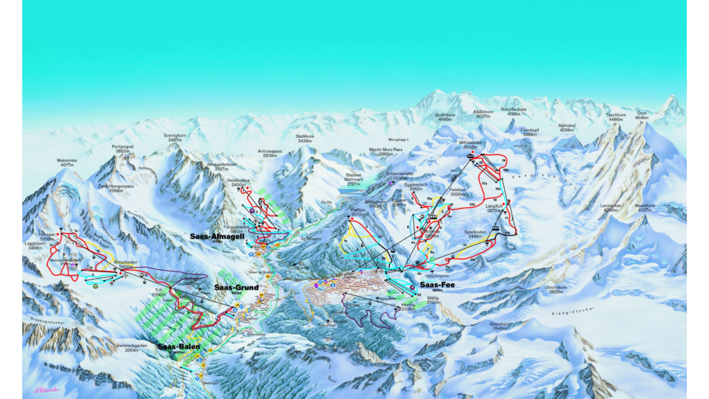 Saas Valley Ski Map