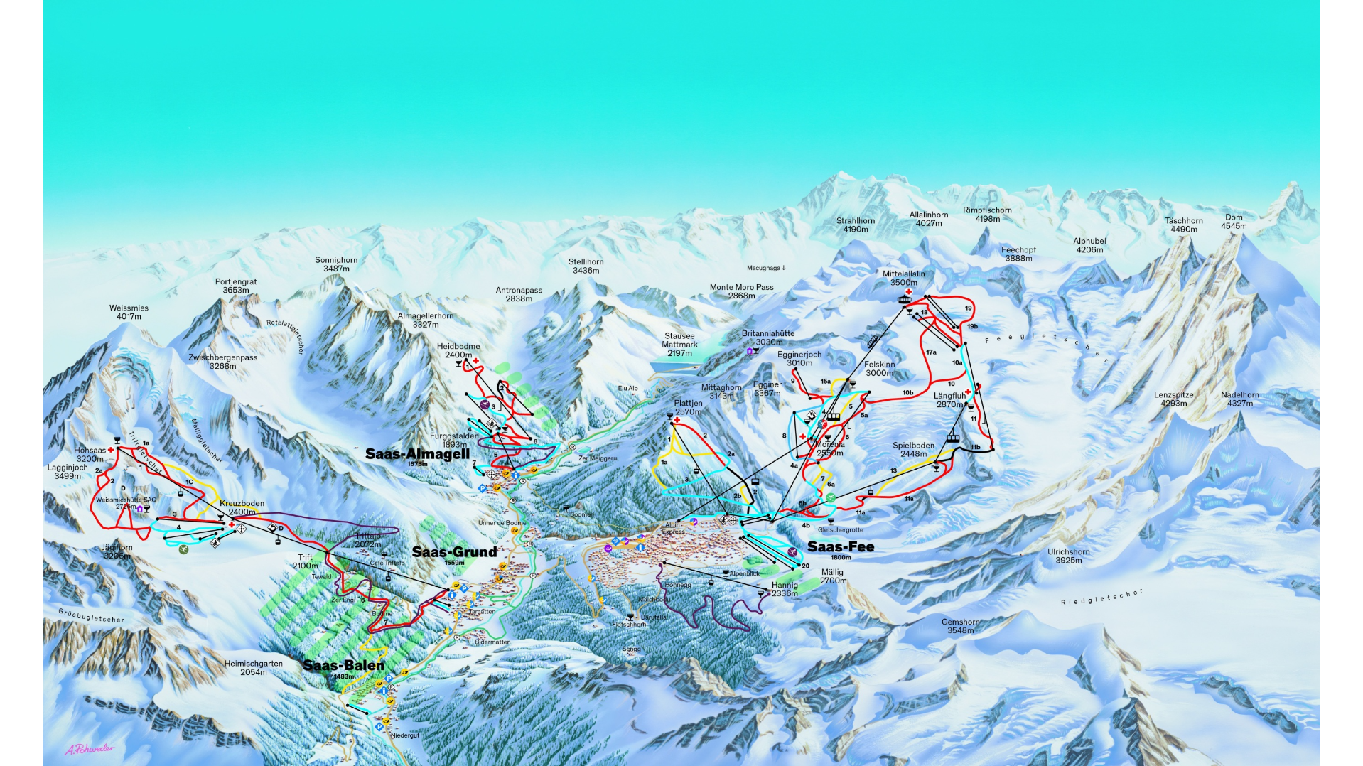Saas Valley Ski Map