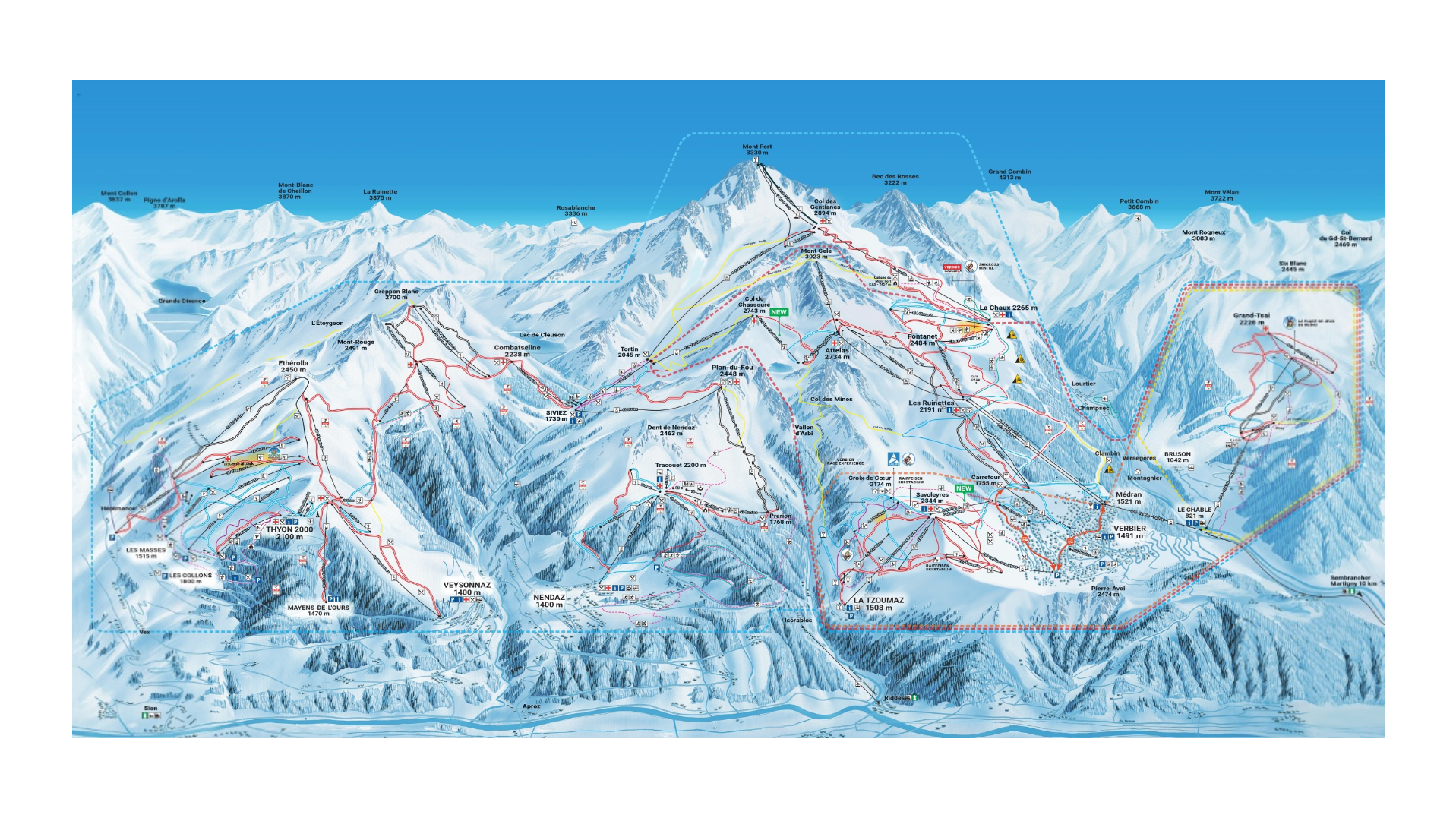 4 Vallees Ski Map
