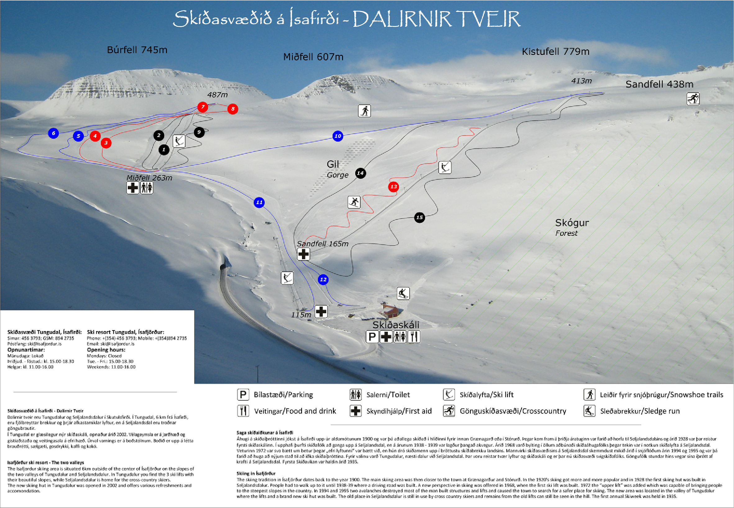 Dalirnir Tveir Ski Map