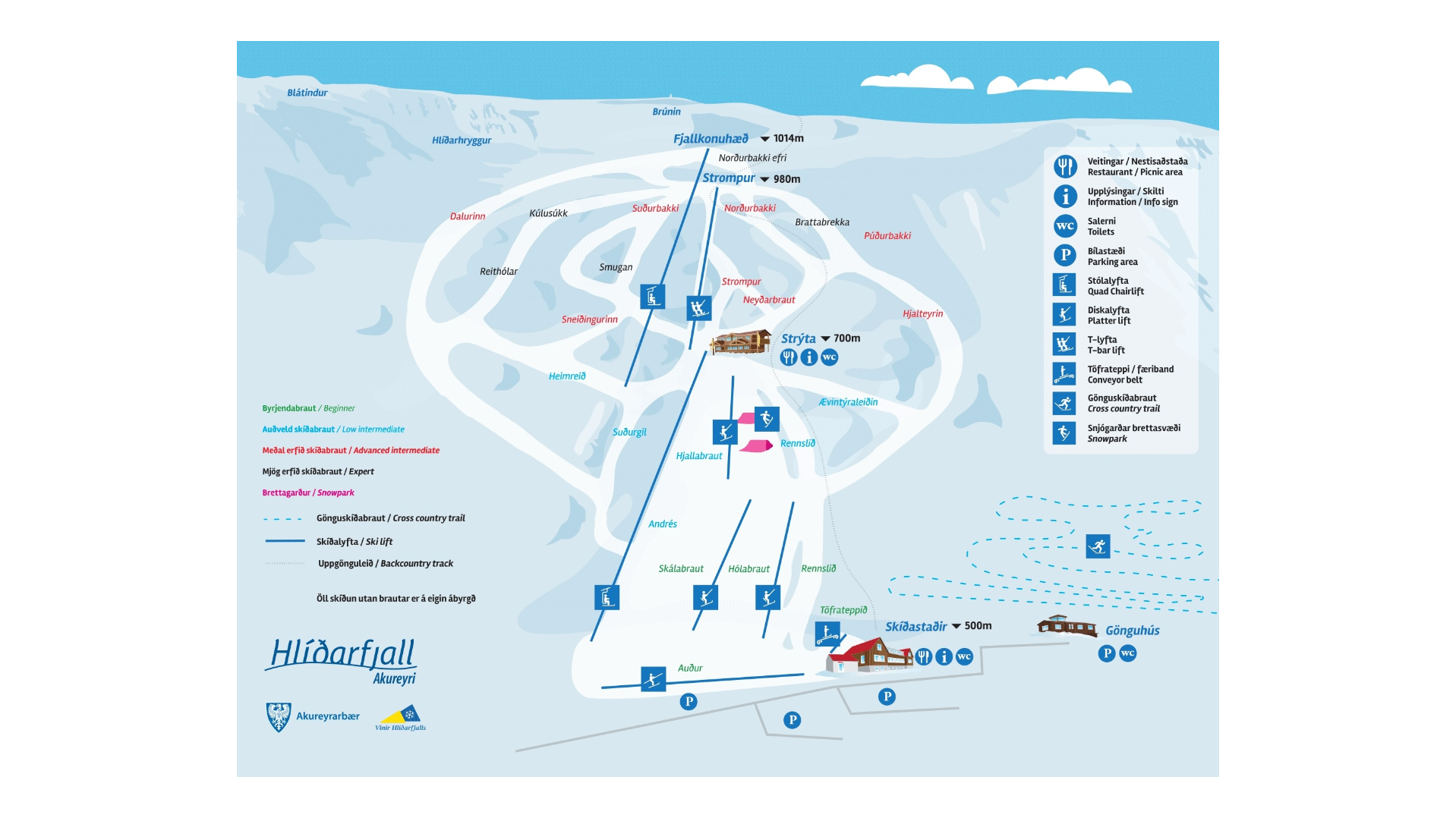 Hlíðarfjall Ski Map