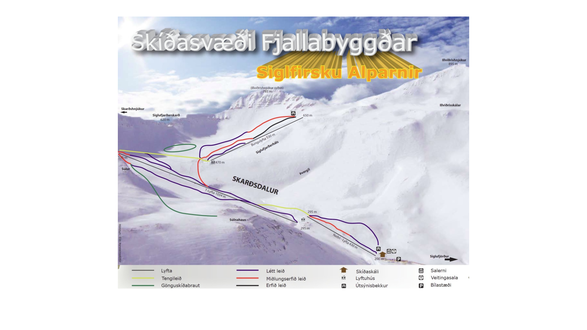 Skarðsdalur Ski Map