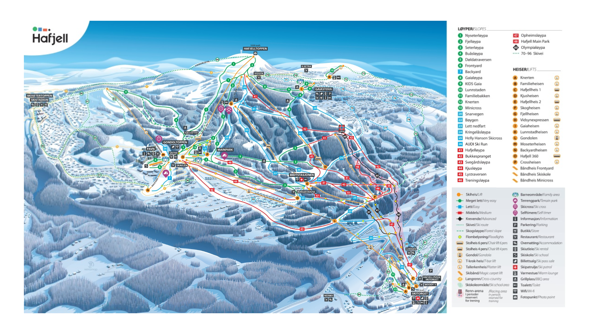 Hafjell Ski Map