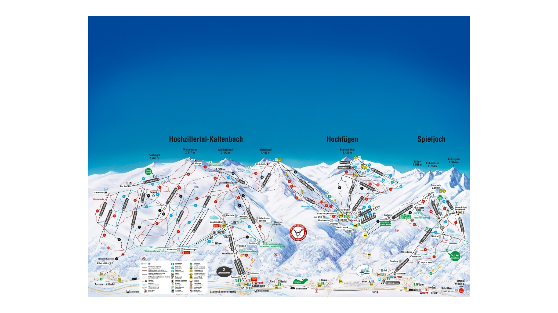 Hochzillertal - Hochfügen Ski Map