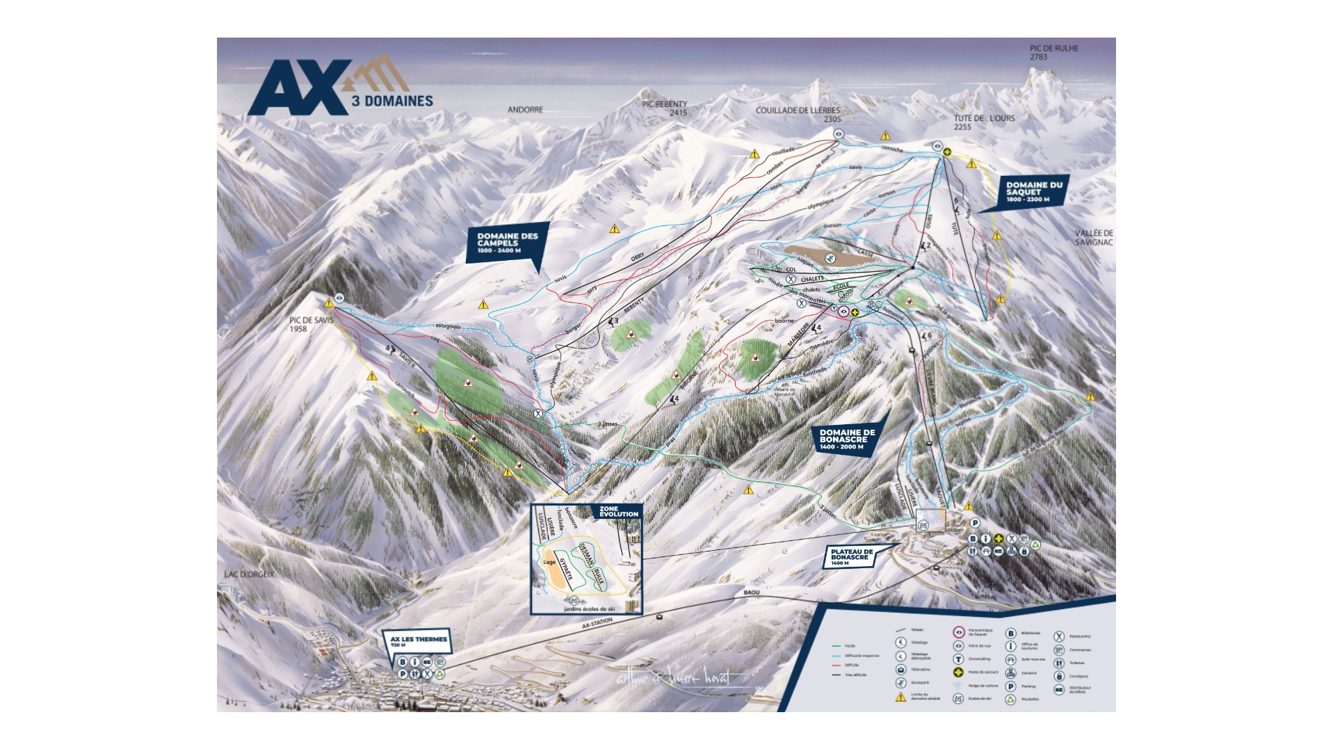 Ax 3 Domaines Ski Map