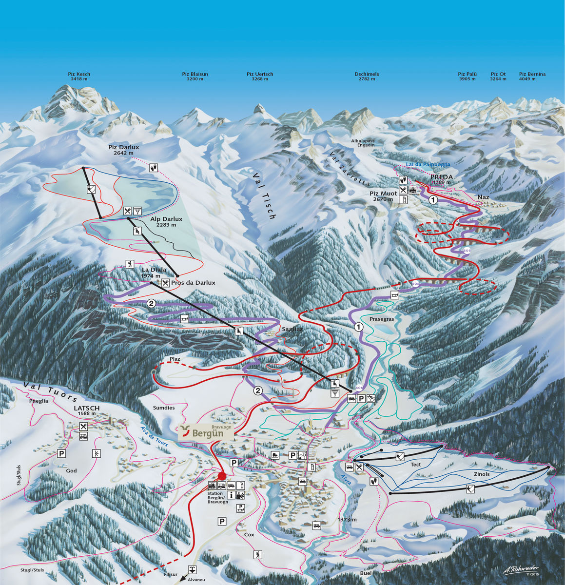 Bergun Ski map