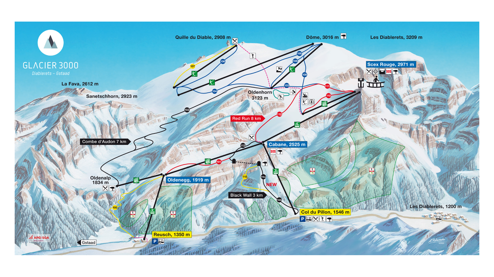Glacier 3000 Ski Map