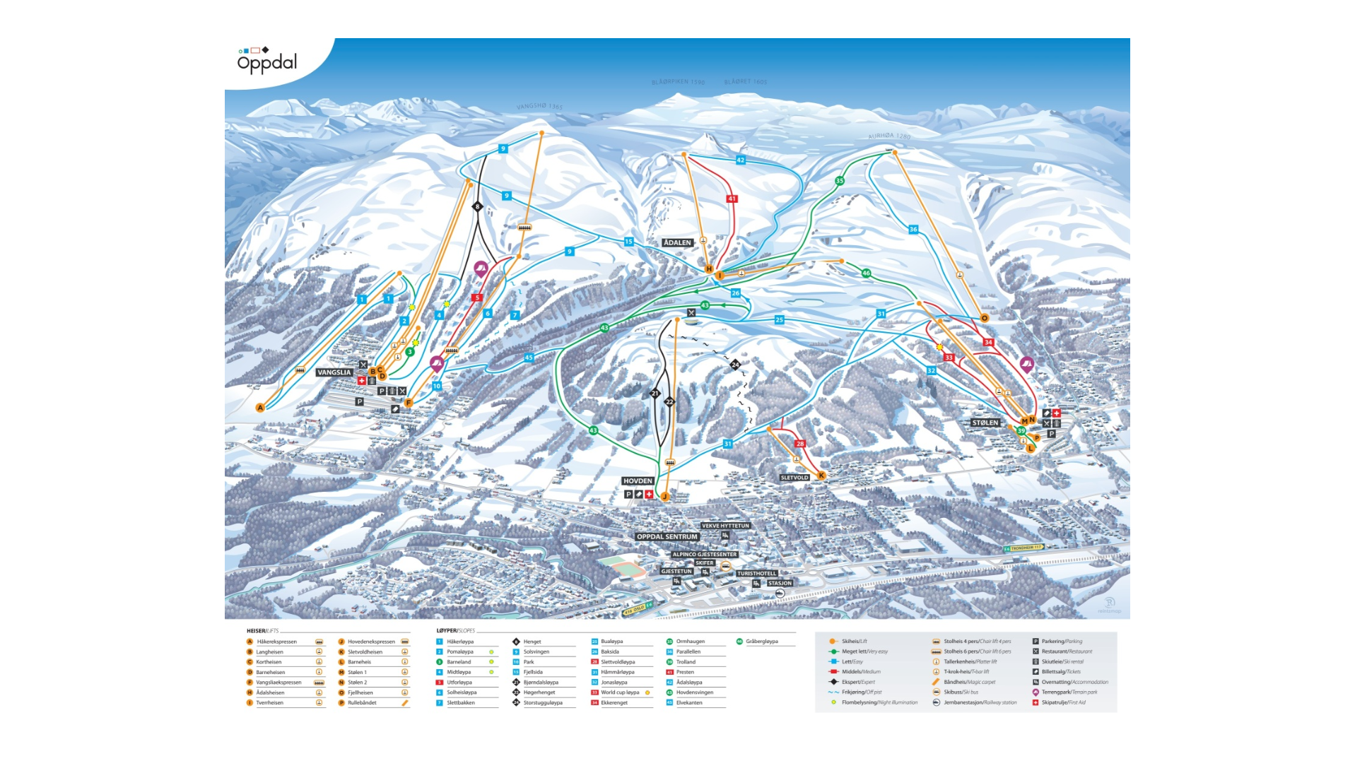 Oppdal Ski Map
