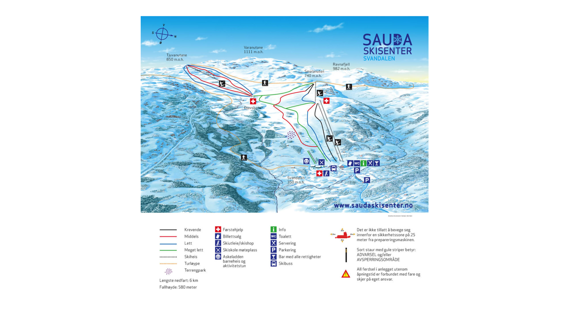Sauda Skisenter Ski Map
