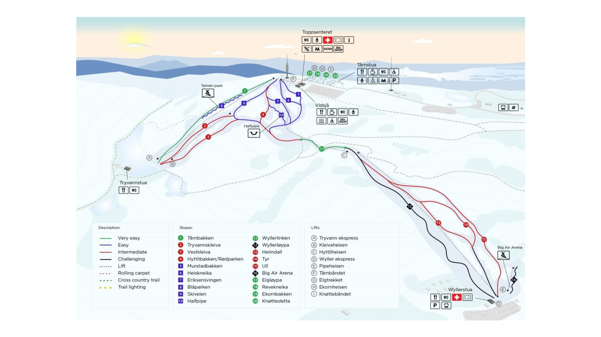 Tryvann (Skimore) Ski Map