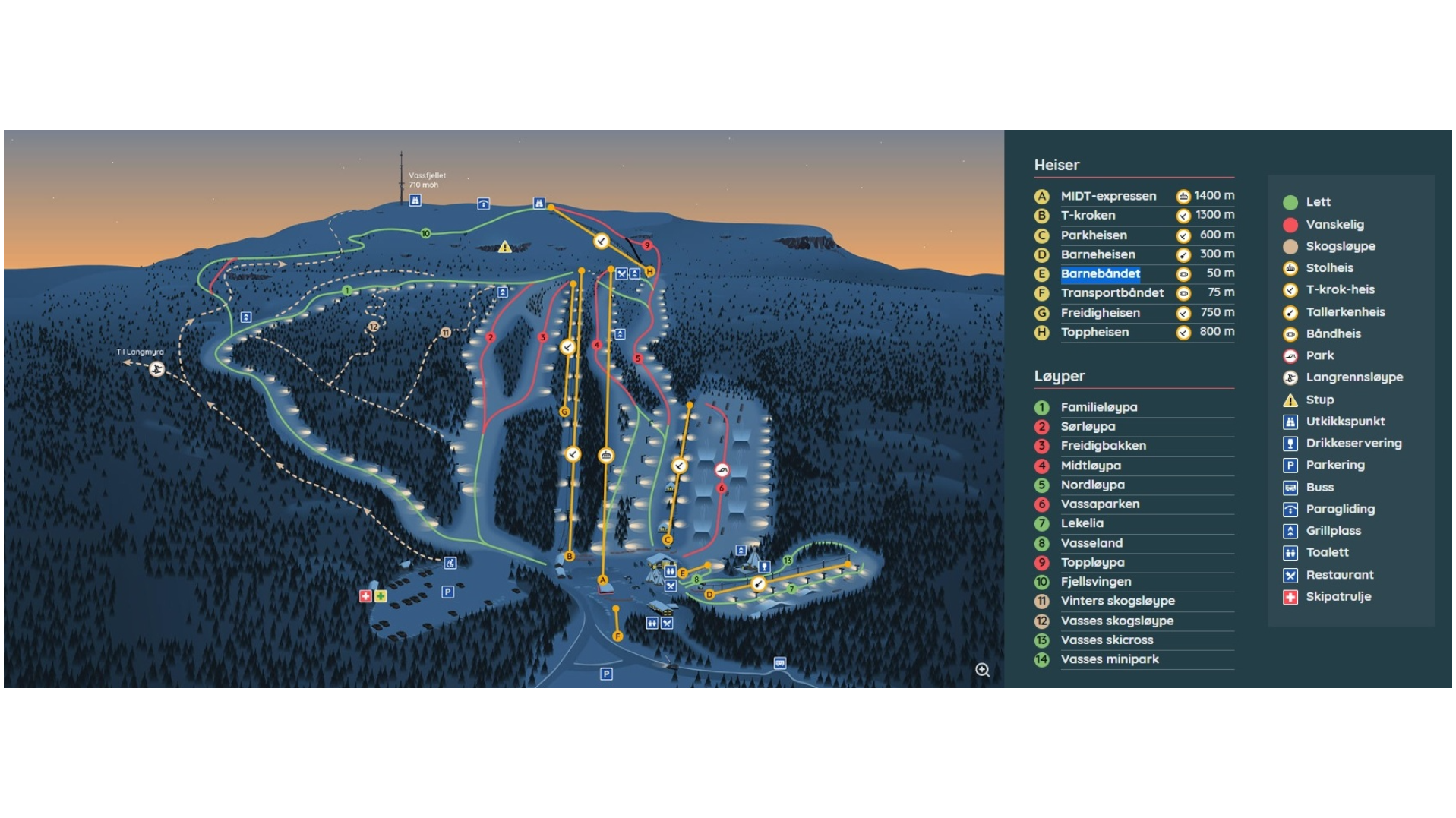 Vassfjellet Ski Map
