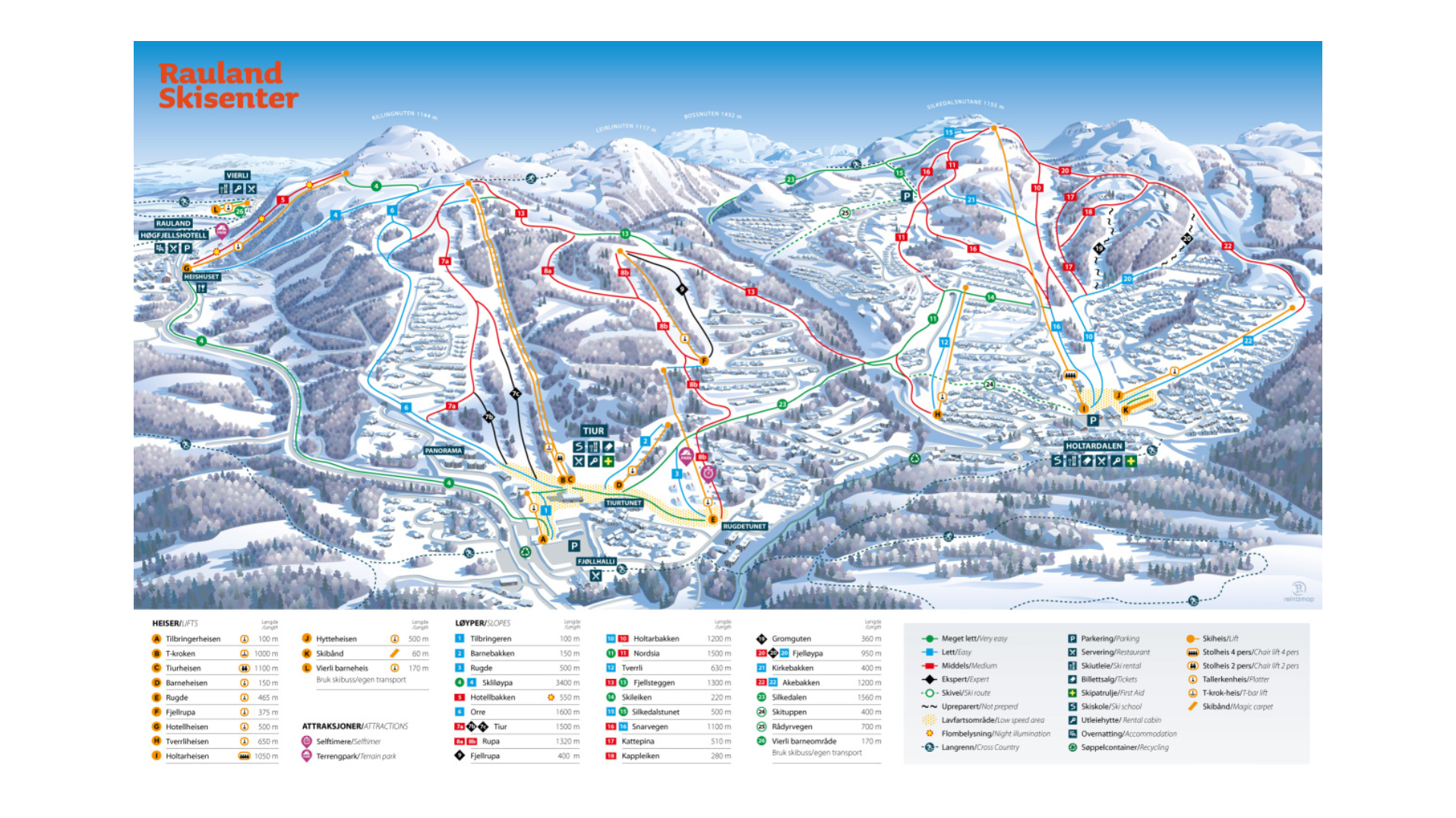 Vierli – Rauland Ski Map