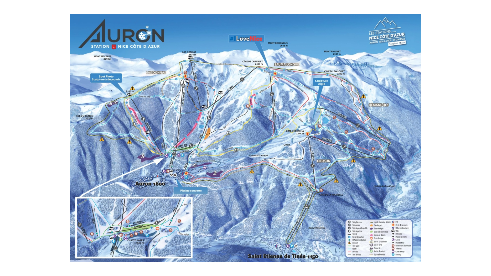 Auron (Saint-Etienne-de-Tinée) Ski Map