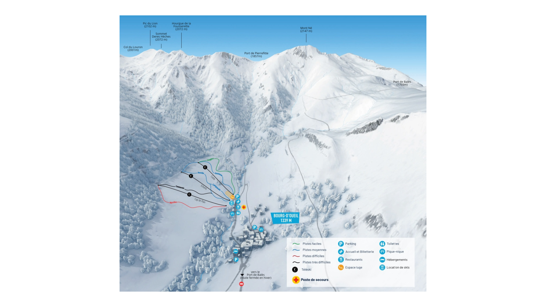 Bourg d'Oueil Ski Map