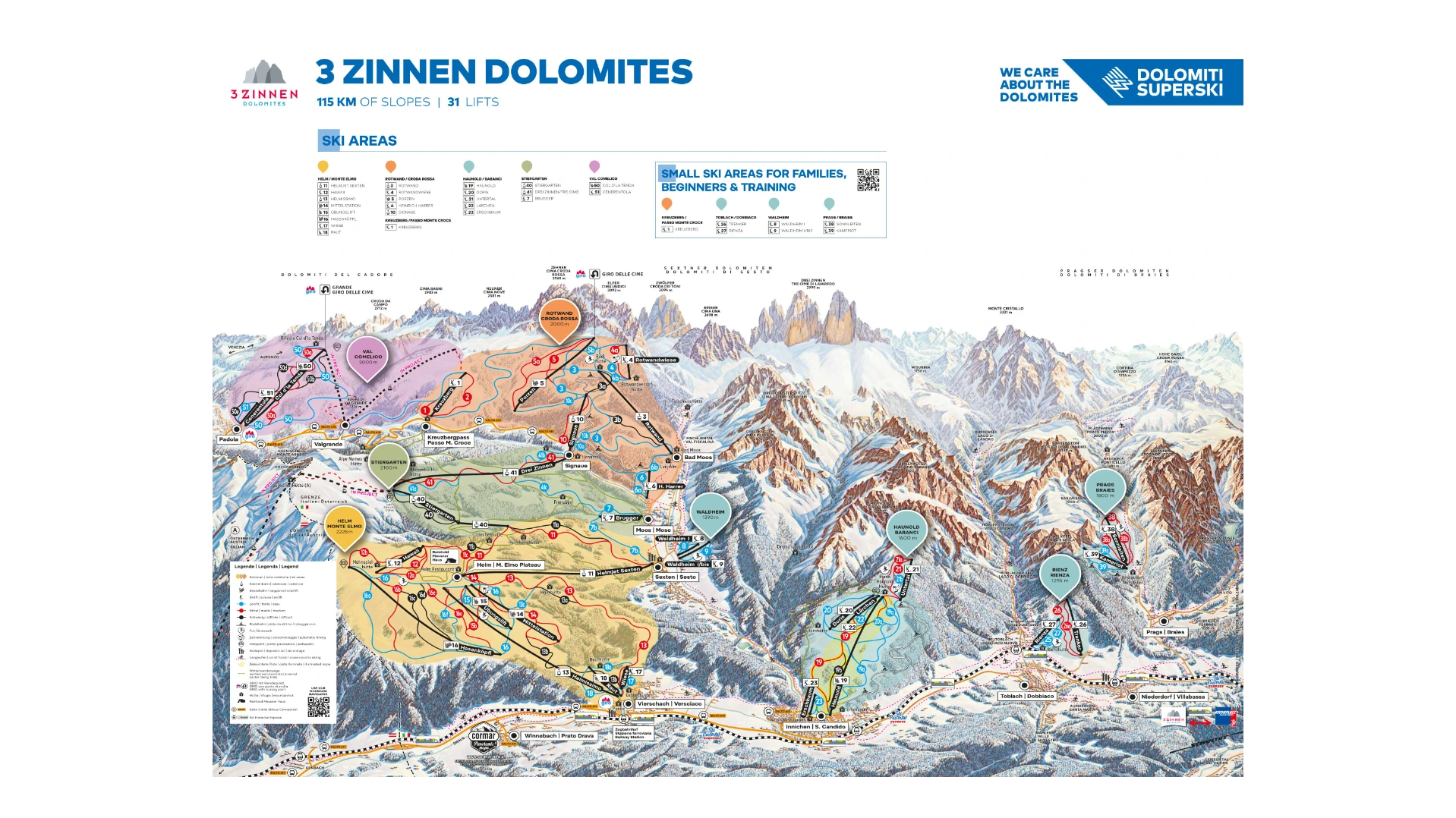 Three Peaks Dolomites Ski Map