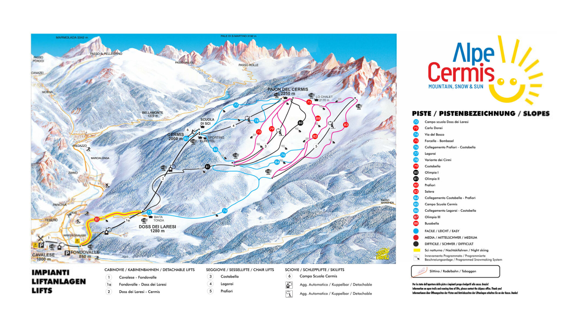 Alpe Cermis Ski Map