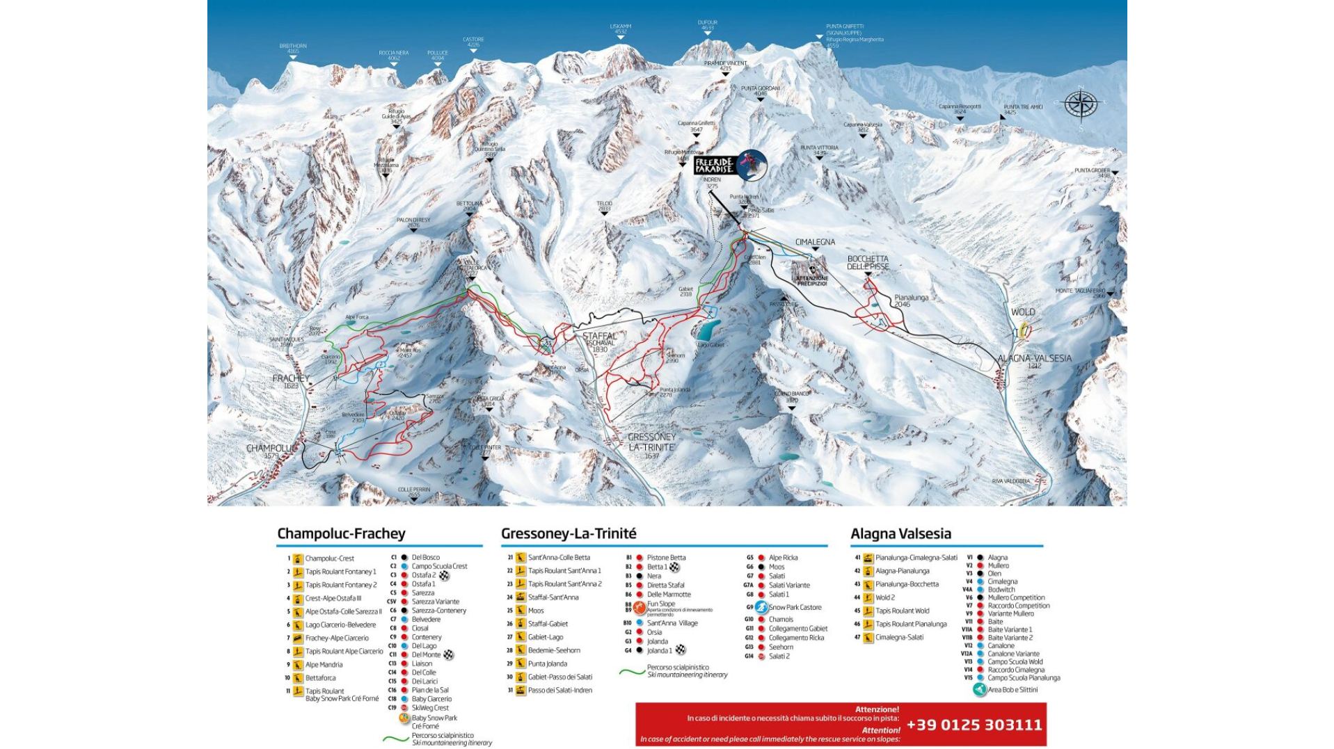 Gressoney la Trinite Ski Map