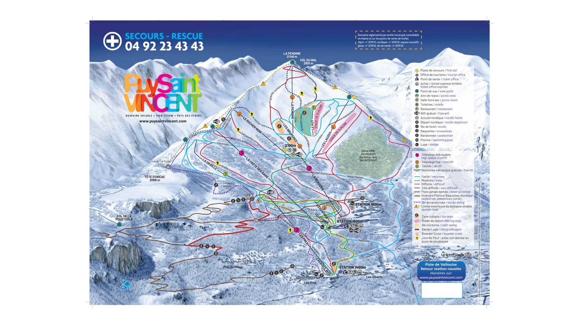 Puy Saint Vincent Ski Map