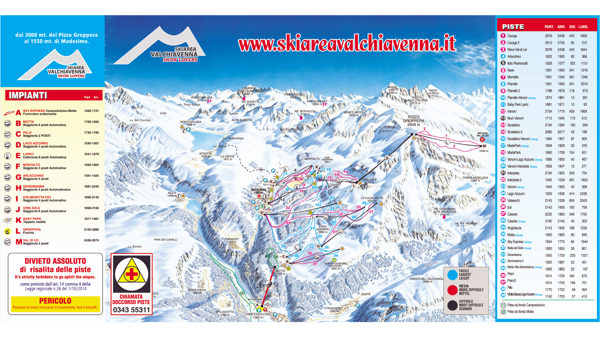 Valchiavenna Ski Map