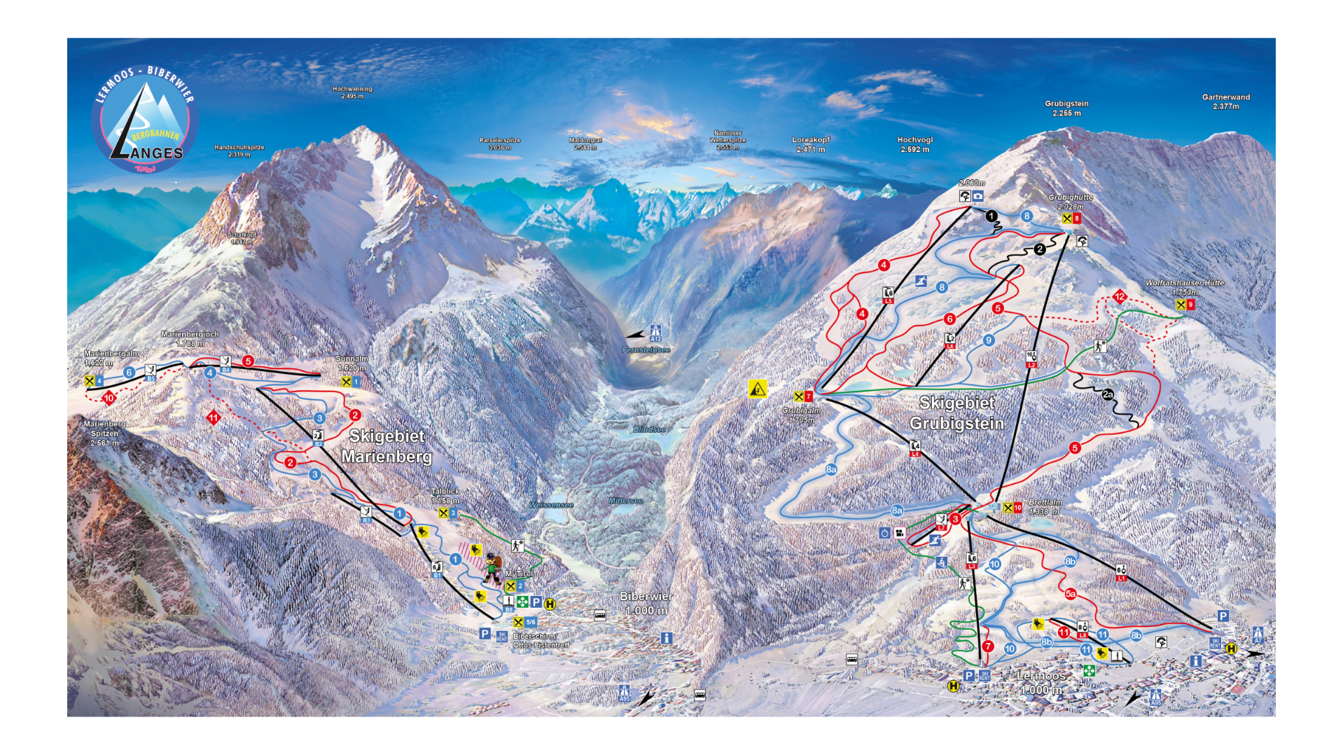 Biberwier – Marienberg Ski Map