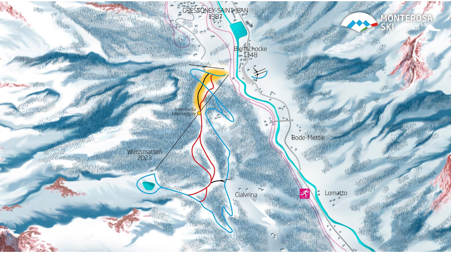 Gressoney St Jean Ski Map