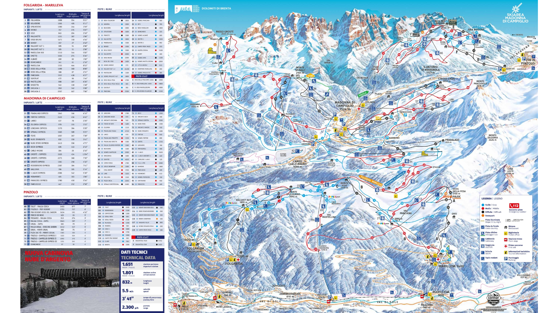 Madonna Campiglio Dolomiti di Brenta Ski Map