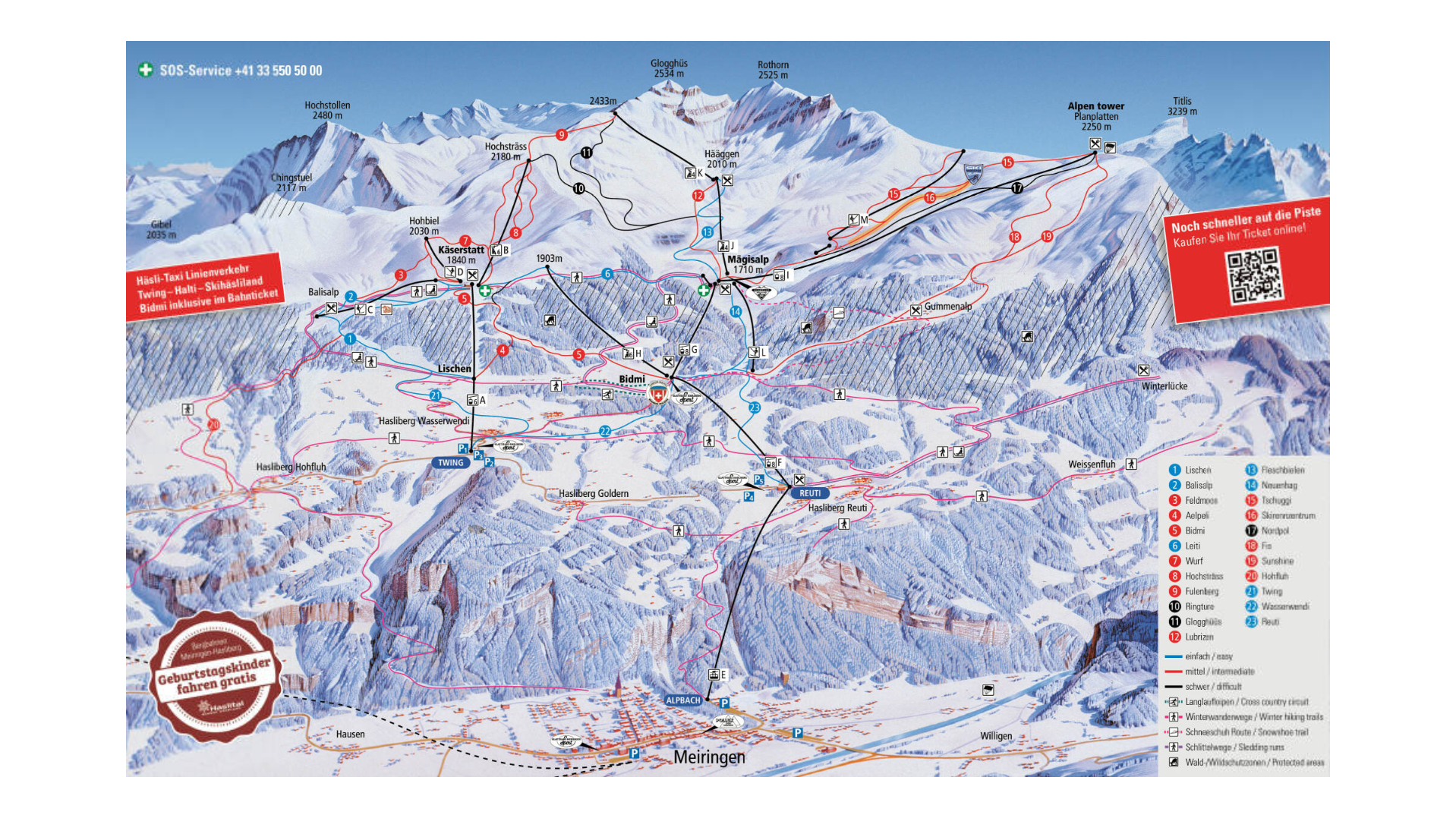 Meiringen Hasliberg Ski Map