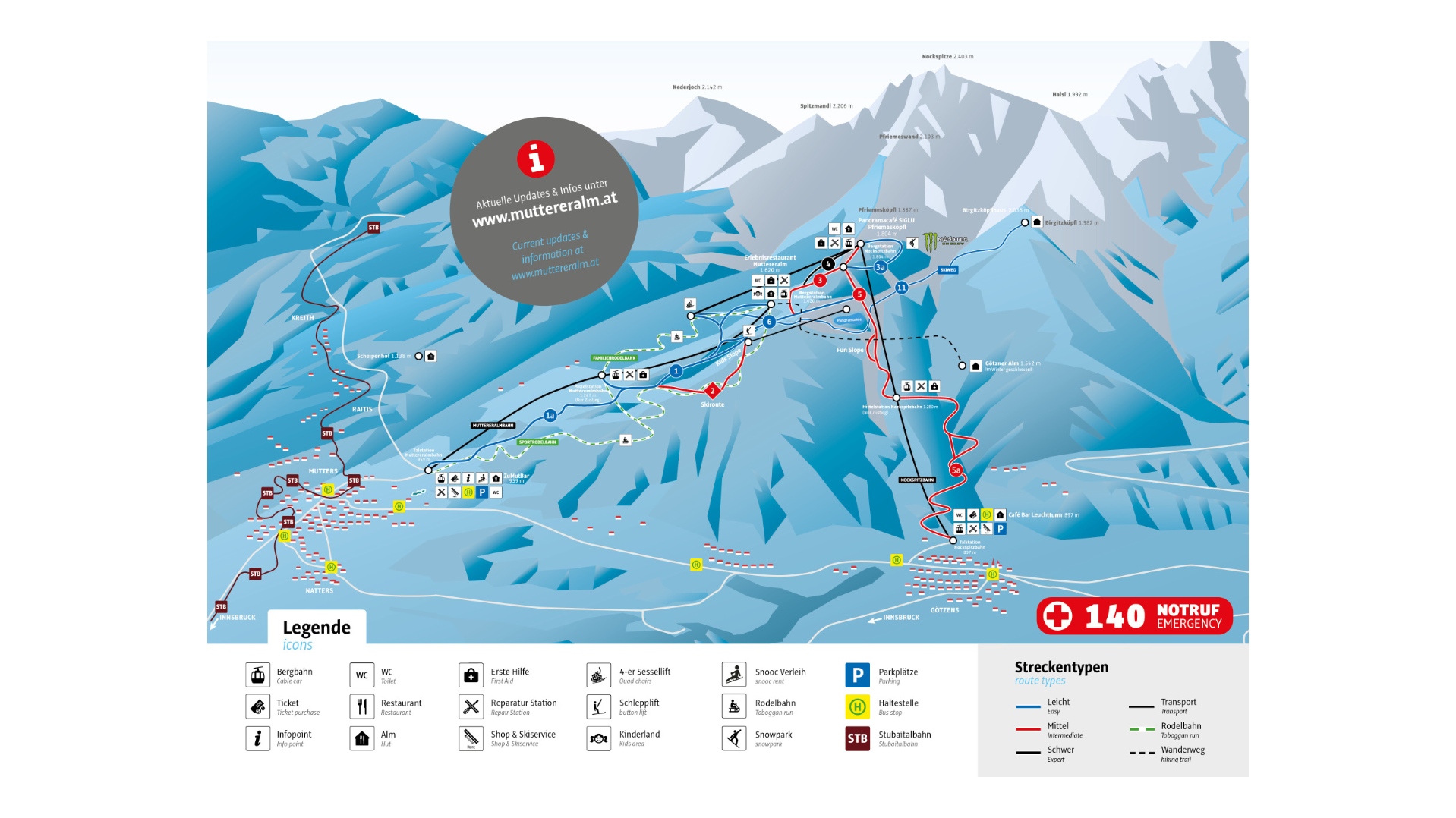Muttereralm Ski Map