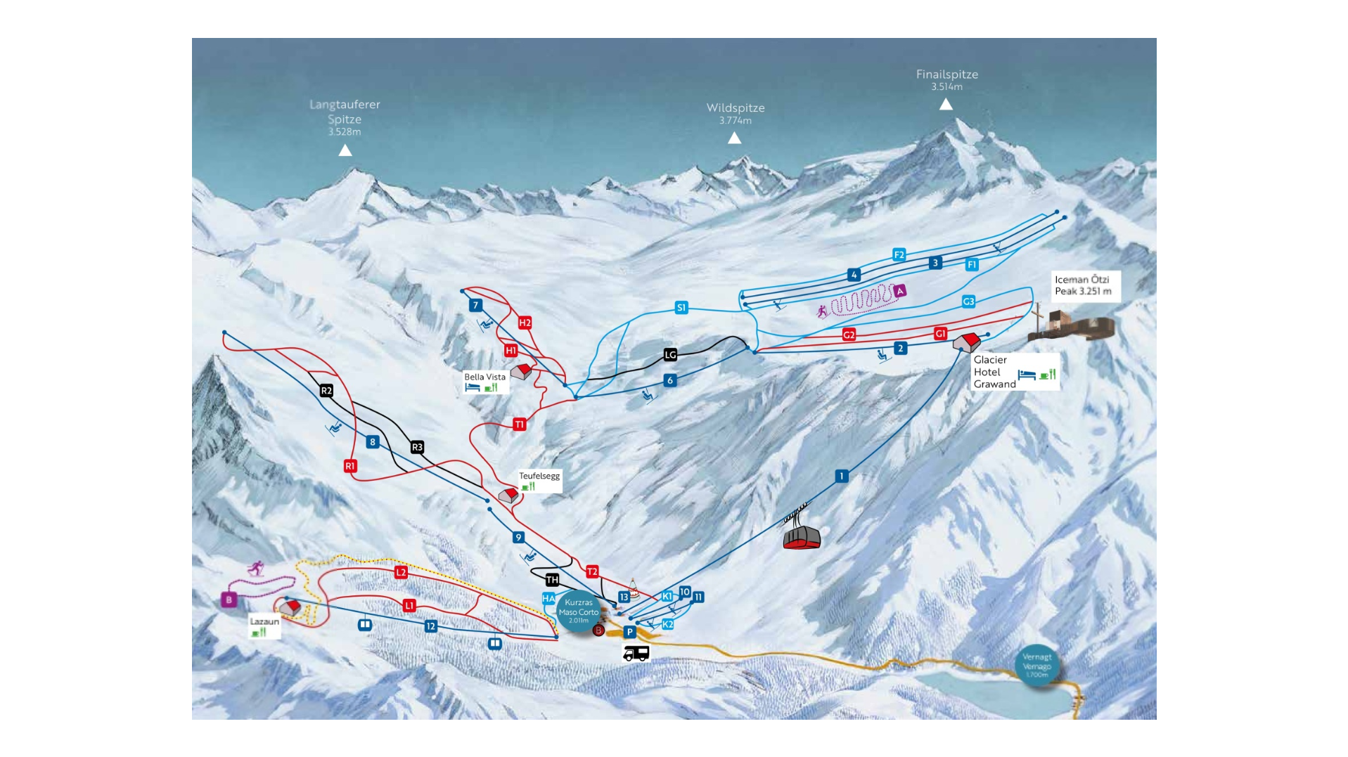 Val Senales Glacier Ski Map