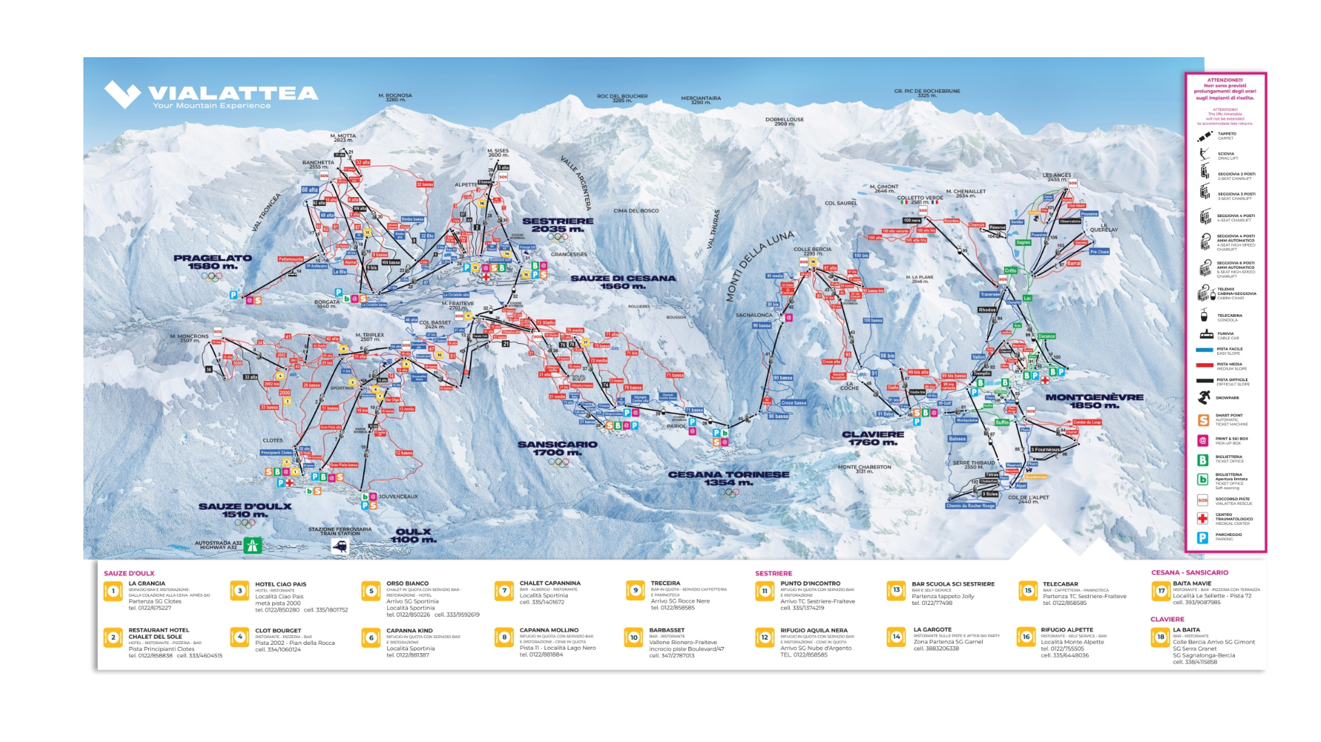 Vialattea Ski Map