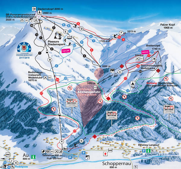 Au Schoppernau Ski Map