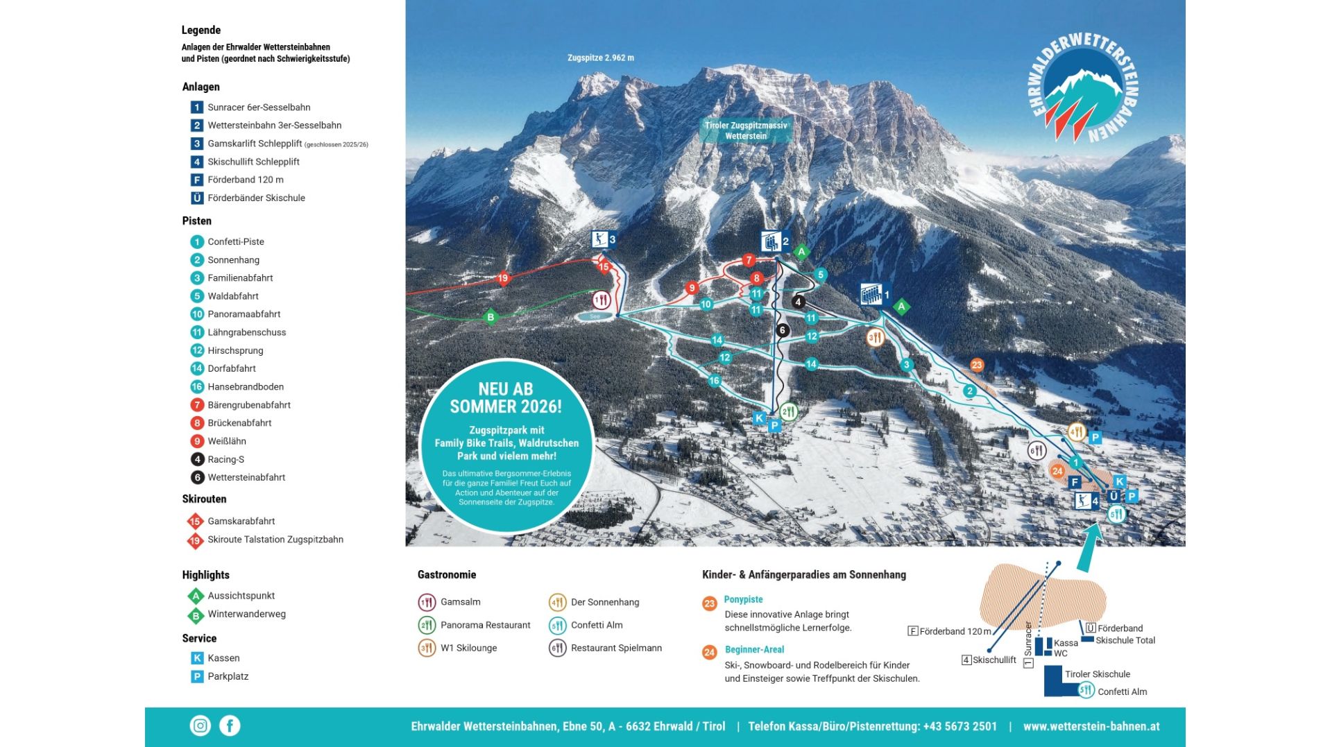 Ehrwalder Wettersteinbahnen Ski Map