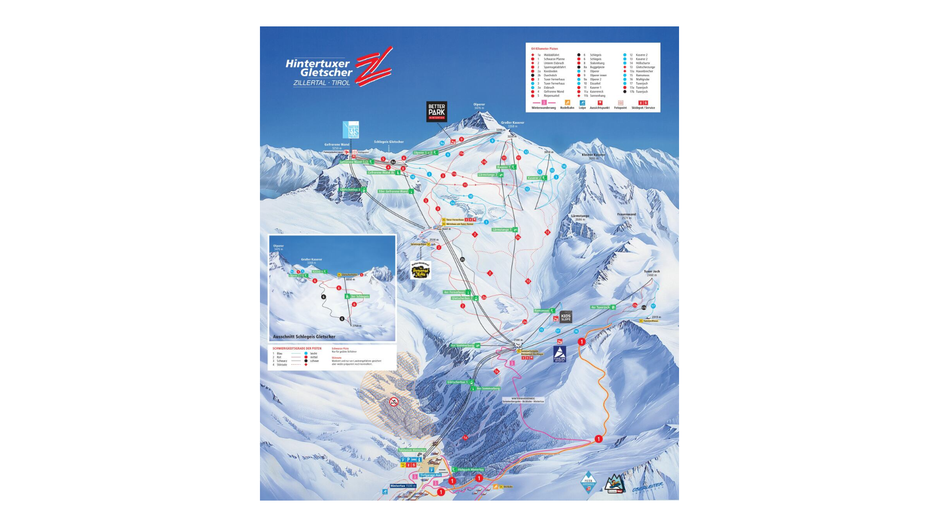Hintertux Glacier Ski Map